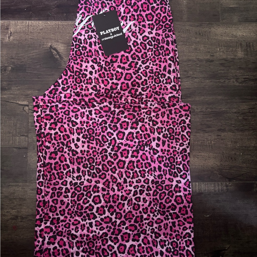 Playboy Pink and Black Leopard Bottoms Wide Leg